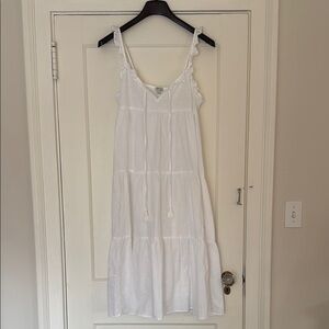 J.Crew White Sleeveless Ruffle coverup dress